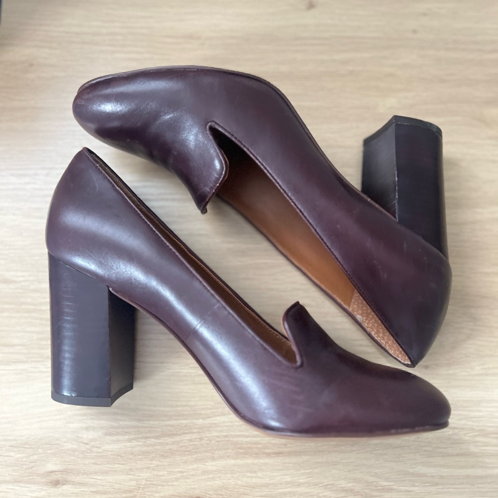 Burgundy Leather Block Heels - Picture 5 of 8